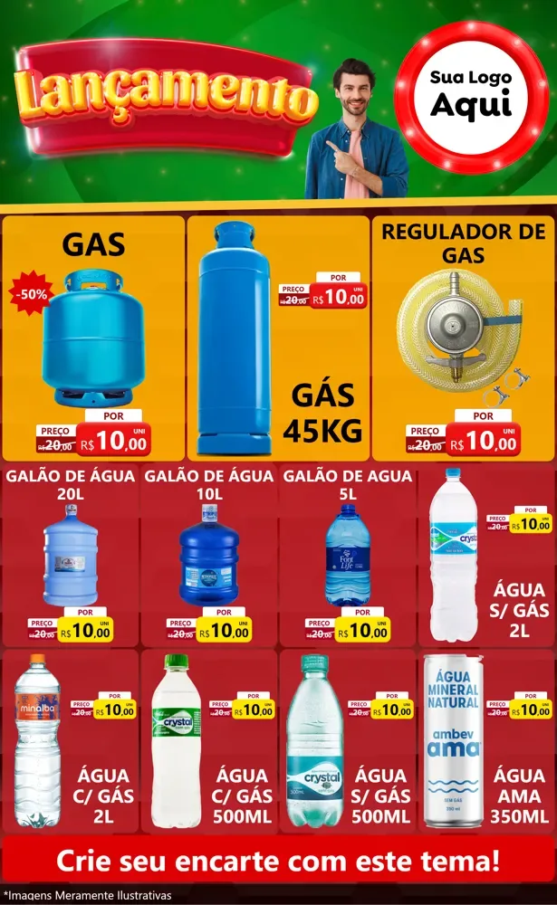 Modelo de Encarte para Encarte Grande com o tema Lançamento para Água e gás