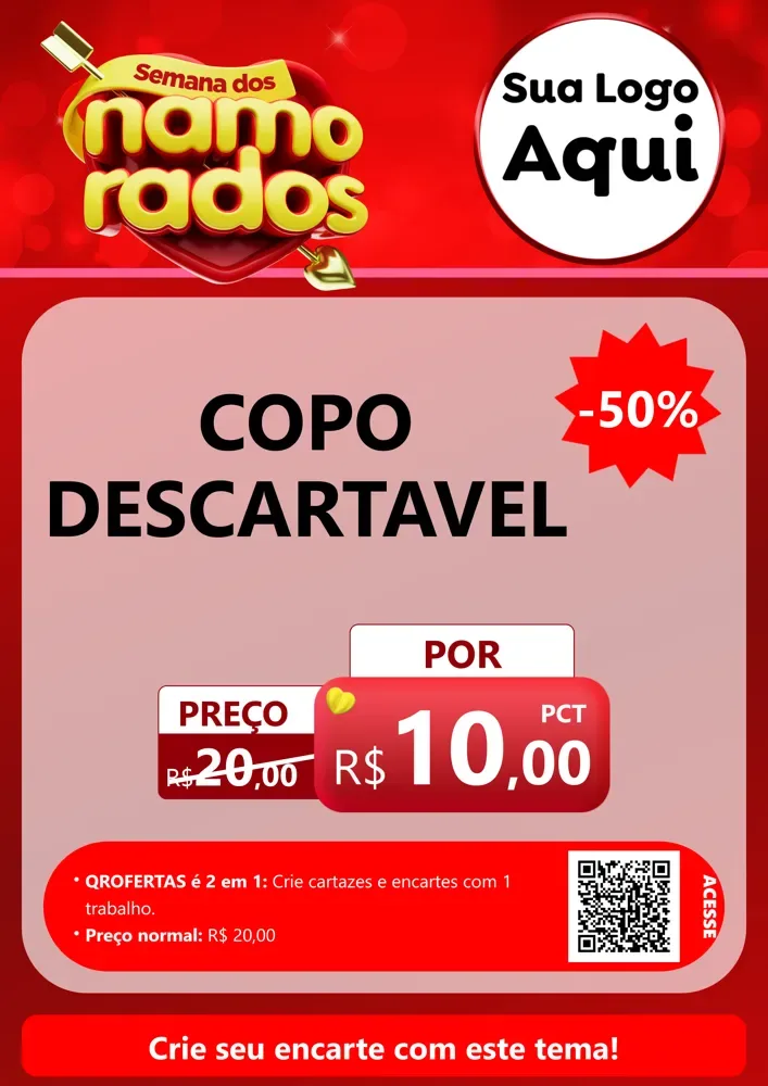 Modelo de Cartaz para Cartaz A4 Vertical com o tema Semana dos namorados para Embalagens