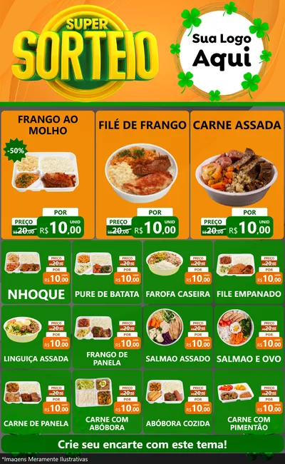 Modelo de Encarte para Encarte Grande com o tema Super Sorteio para Restaurante