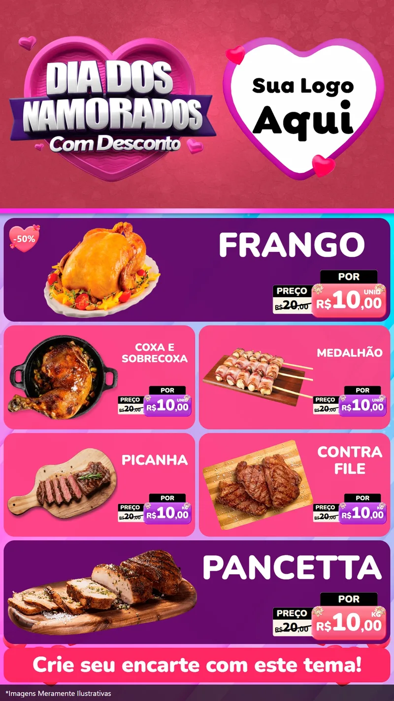 Modelo de TV para TV Vertical com o tema Dia Dos Namorados Com Desconto para Assados