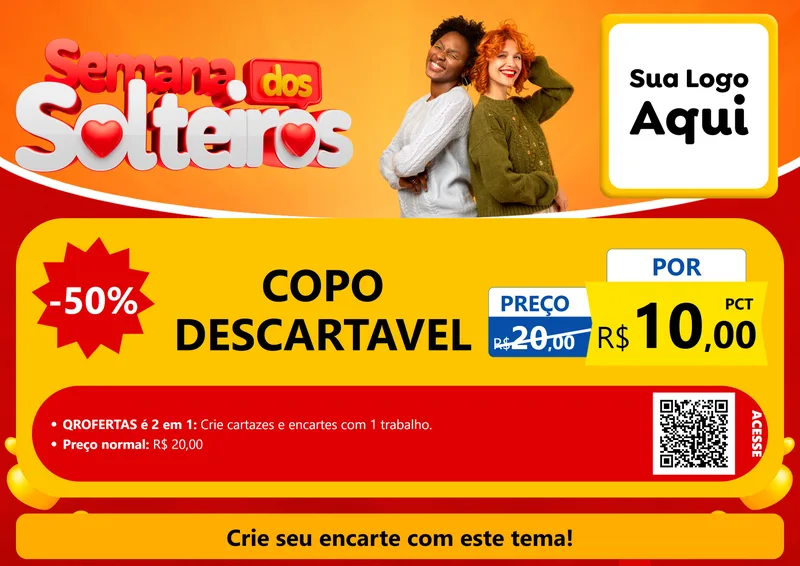 Modelo de Cartaz para Cartaz A4 Horizontal com o tema Semana dos Solteiros para Embalagens