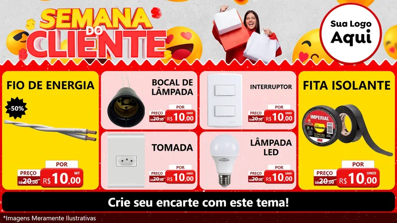 Modelo de TV para TV Horizontal com o tema Semana do Cliente para Materiais Elétricos
