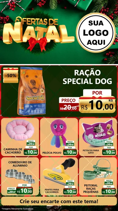 Modelo de Rede Social para Stories com o tema Ofertas de Natal para Pet Shop