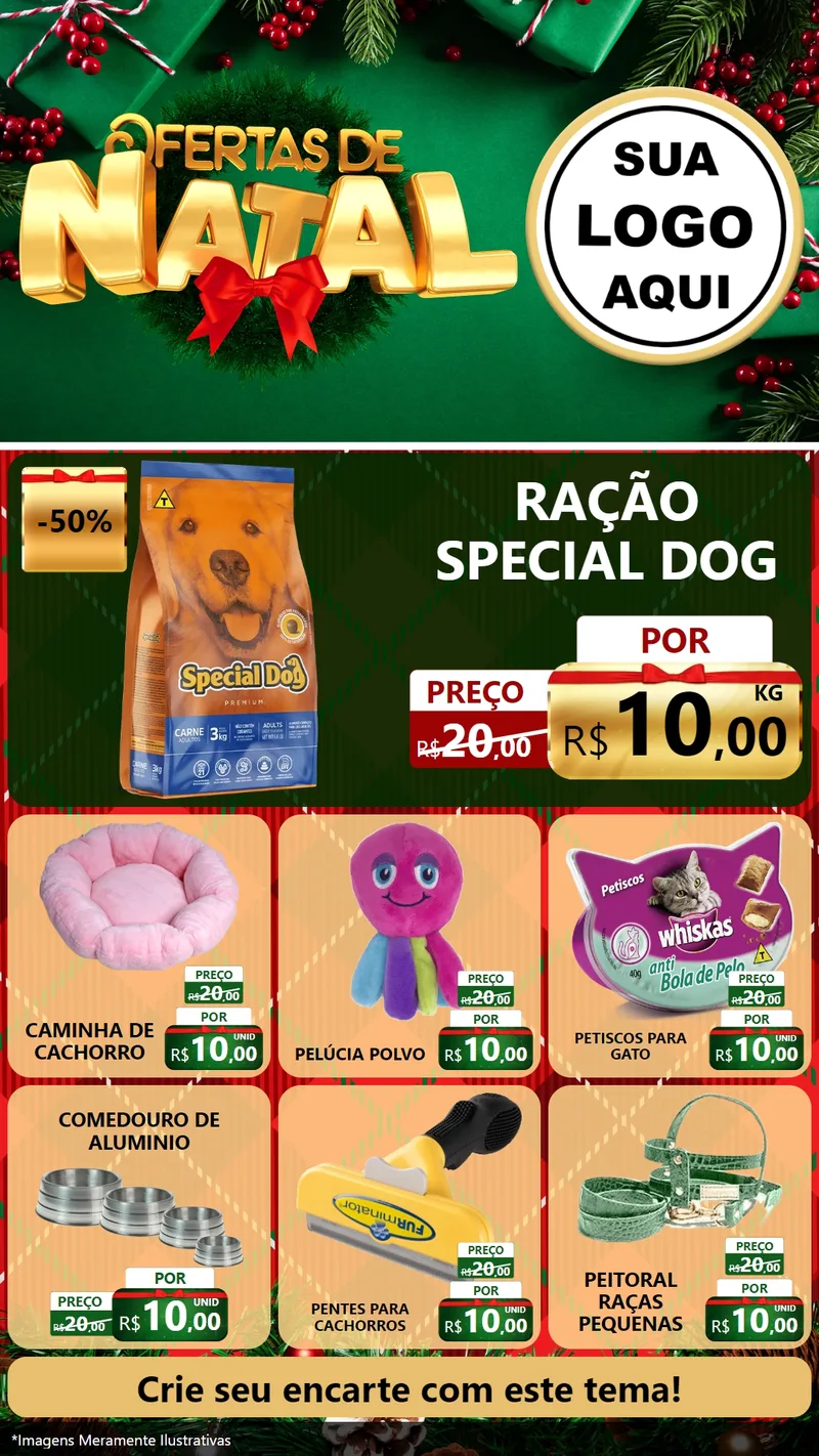 Modelo de Rede Social para Stories com o tema Ofertas de Natal para Pet Shop