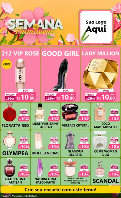 Modelo de Encarte para Encarte Grande com o tema Semana da Primavera para Perfumes