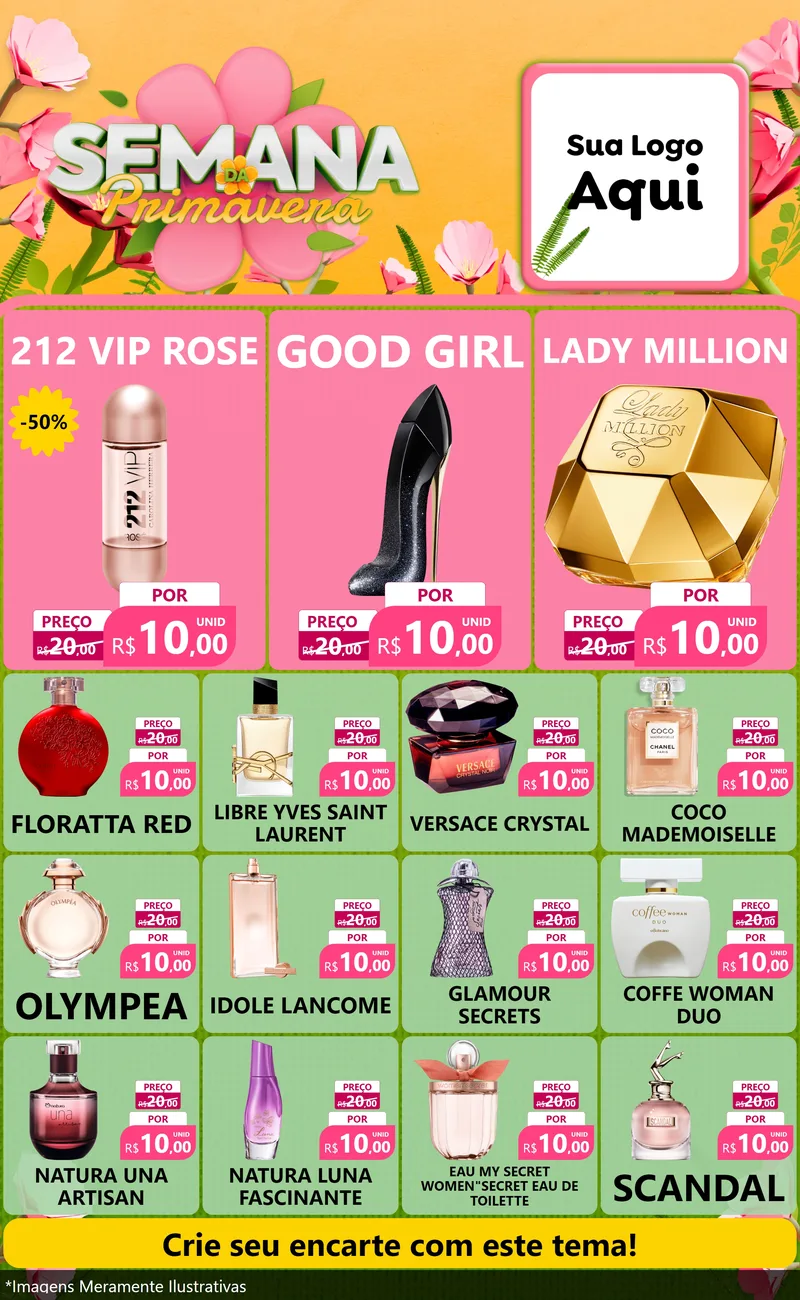 Modelo de Encarte para Encarte Grande com o tema Semana da Primavera para Perfumes