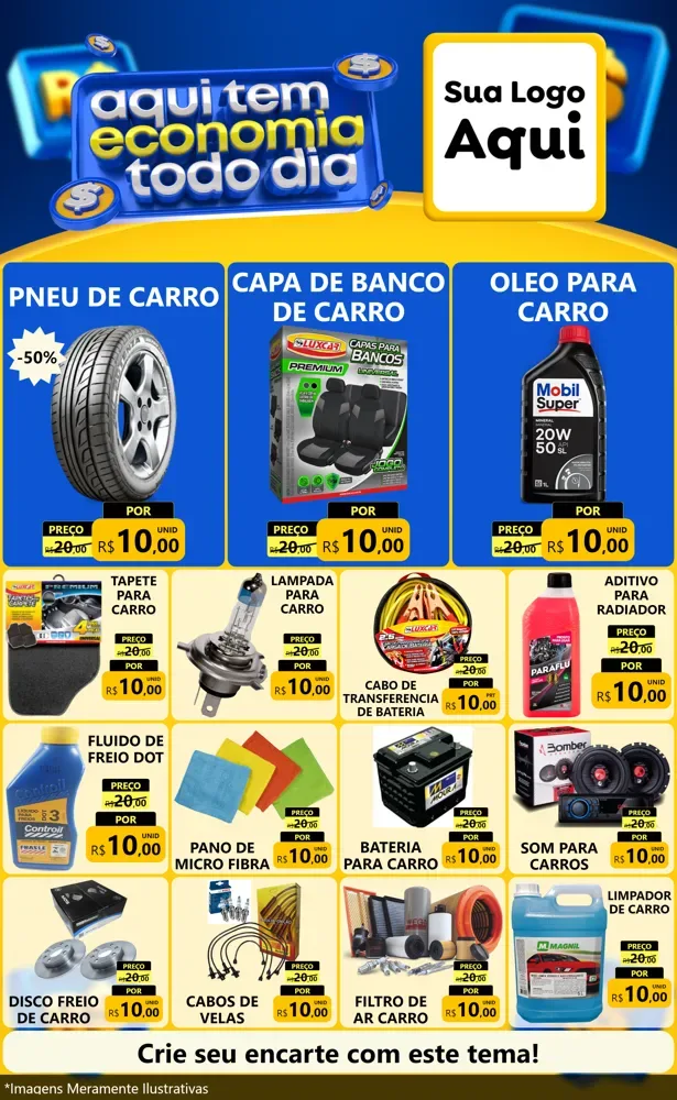 Modelo de Encarte para Encarte Grande com o tema Aqui Tem Economia Todo Dia para Auto peças