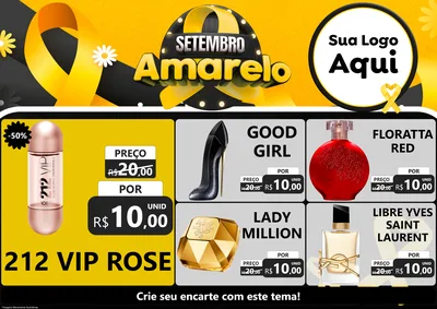 Modelo de Encarte para Encarte A4 Horizontal com o tema Setembro Amarelo para Perfumes
