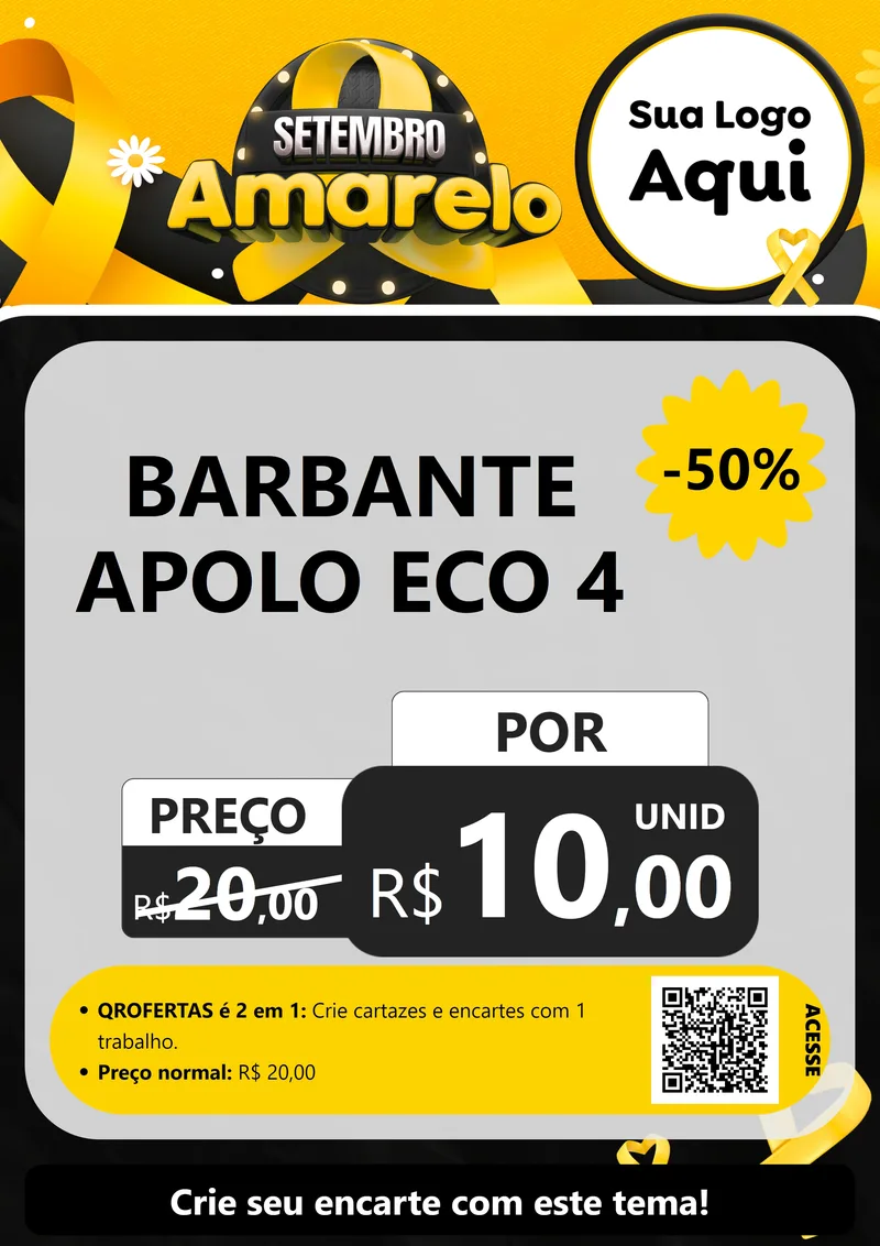 Modelo de Cartaz para Cartaz A4 Vertical com o tema Setembro Amarelo para Armarinho e Aviamentos