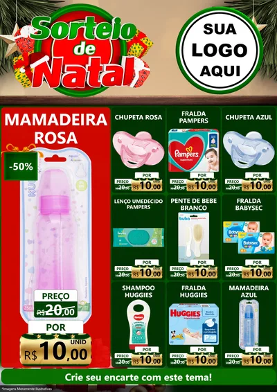 Modelo de Encarte para Encarte A4 Vertical com o tema Sorteio de Natal para Bebês