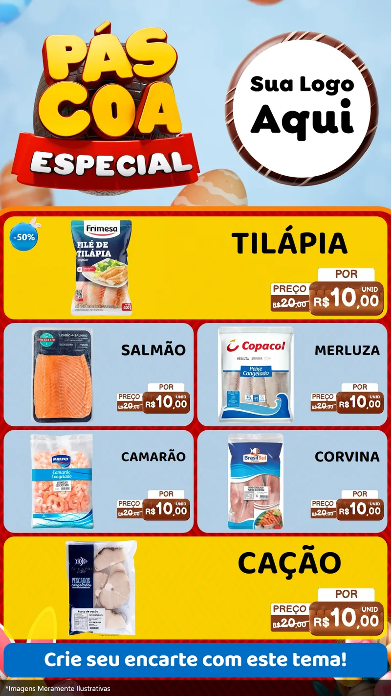 Modelo de TV para TV Vertical com o tema Páscoa Especial para Peixaria