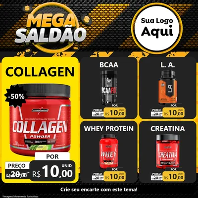 Modelo de Rede Social para Feed Facebook com o tema Mega Saldão para Suplementos alimentares