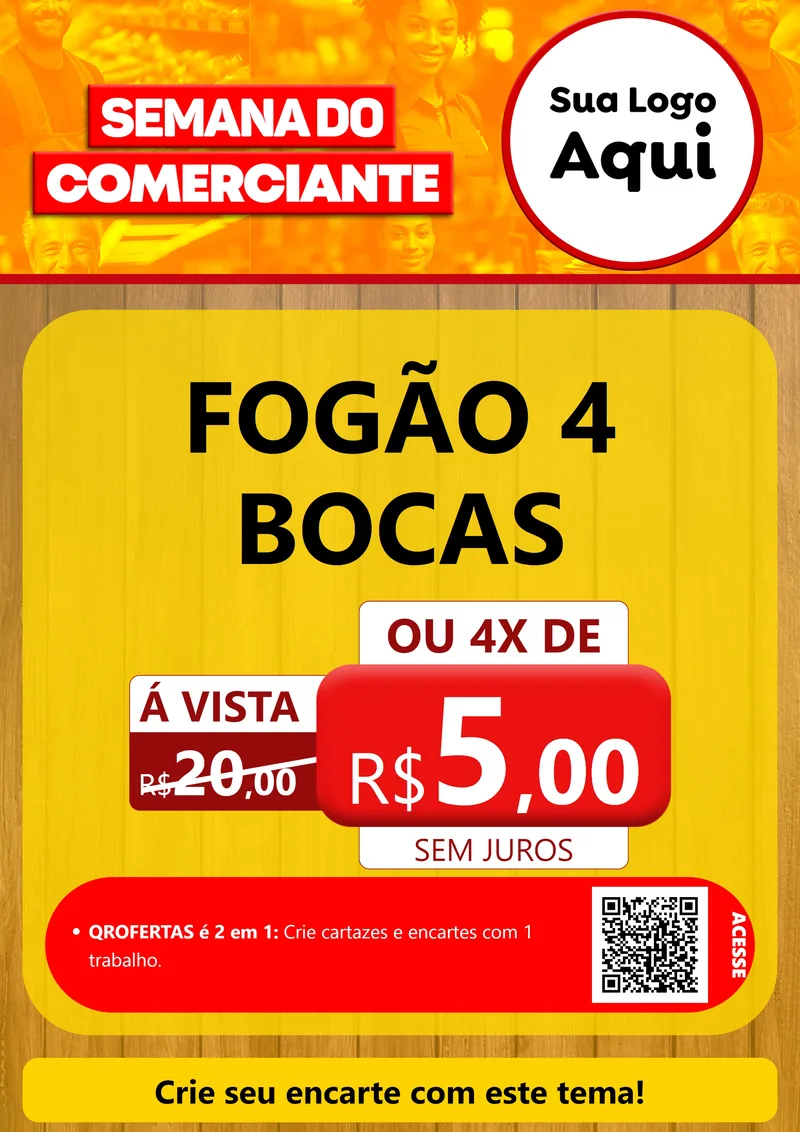 Modelo de Cartaz para Cartaz A4 Vertical com o tema Semana do Comerciante para Móveis e Eletro