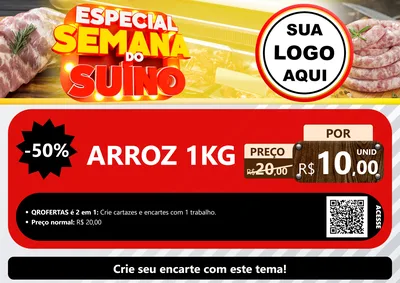 Modelo de Cartaz para Cartaz A4 Horizontal com o tema Especial Semana do Suíno para Supermercado