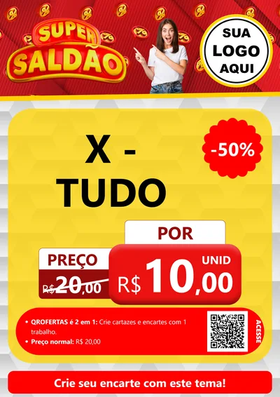Modelo de Cartaz para Cartaz A4 Vertical com o tema Super Saldão para Hamburgueria