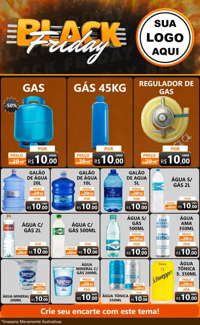Modelo de Encarte para Encarte Grande com o tema Black Friday para Água e gás
