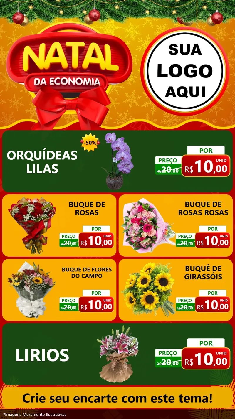 Modelo de TV para TV Vertical com o tema Natal da Economia para Floricultura e jardim