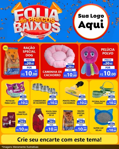 Modelo de Rede Social para Feed Instagram com o tema Folia de Preços Baixos para Pet Shop