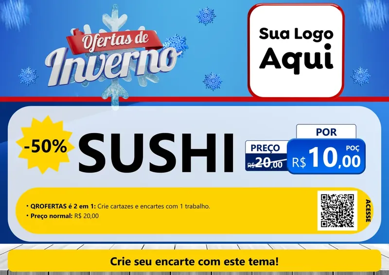 Modelo de Cartaz para Cartaz A4 Horizontal com o tema Ofertas de Inverno para Comida japonesa