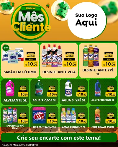 Modelo de Rede Social para Feed Instagram com o tema Especial Mês do Cliente para Produtos de Limpeza