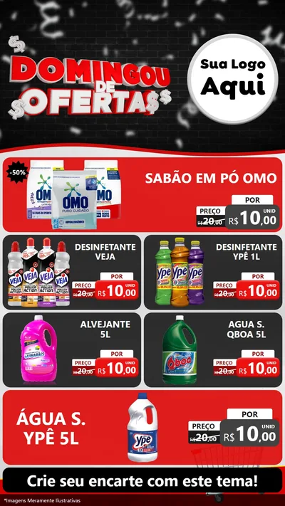 Modelo de TV para TV Vertical com o tema Domingou de Ofertas para Produtos de Limpeza