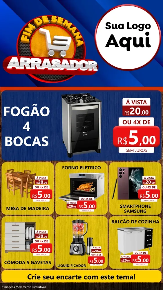 Modelo de Rede Social para Stories com o tema Fim De Semana Arrasador para Móveis e Eletro