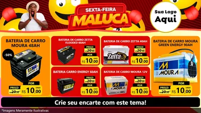 Modelo de TV para TV Horizontal com o tema Sexta-feira Maluca para Baterias Elétricas