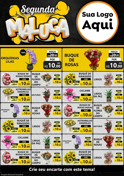Modelo de Encarte para Encarte A4 Vertical com o tema Segunda Maluca para Floricultura e jardim