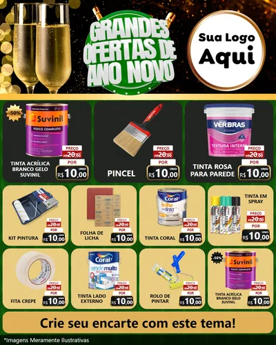 Modelo de Rede Social para Feed Instagram com o tema Grandes Ofertas de Ano Novo para Tintas e Ferramentas