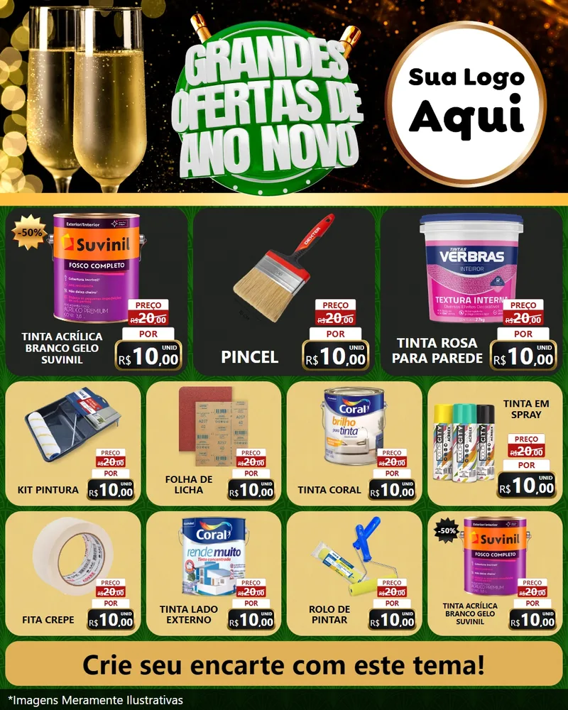 Modelo de Rede Social para Feed Instagram com o tema Grandes Ofertas de Ano Novo para Tintas e Ferramentas