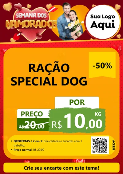 Modelo de Cartaz para Cartaz A4 Vertical com o tema Semana dos Namorados para Pet Shop
