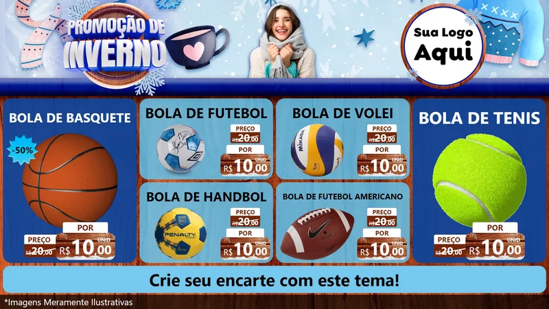 Modelo de TV para TV Horizontal com o tema Promoção de Inverno para Artigos Esportivos