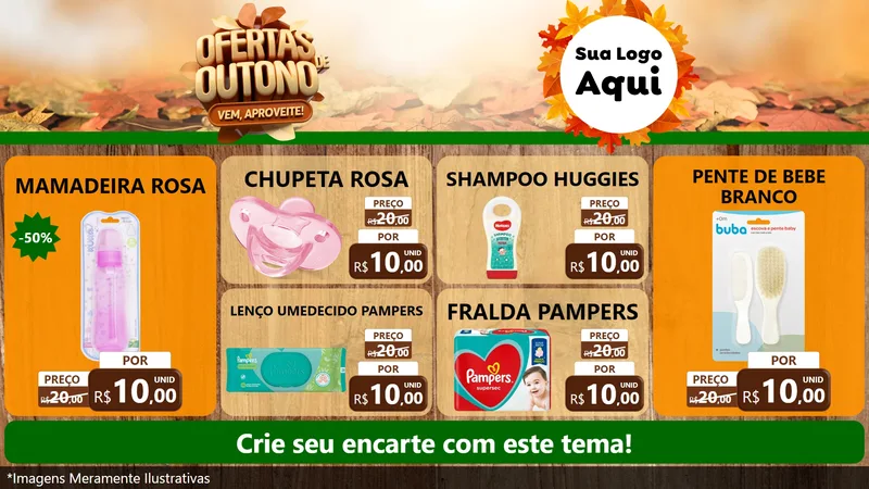 Modelo de TV para TV Horizontal com o tema Ofertas de Outono - Vem, Aproveite! para Bebês