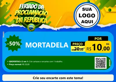 Modelo de Cartaz para Cartaz A4 Horizontal com o tema Feriado da Proclamação da República para Frios e Laticínios