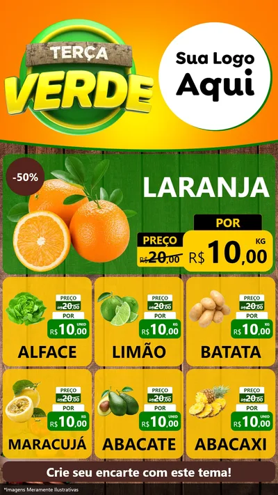 Modelo de Rede Social para Stories com o tema Terça Verde para Hortifrúti