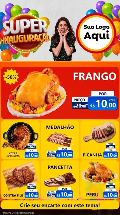 Modelo de Rede Social para Stories com o tema Super Inauguração para Assados