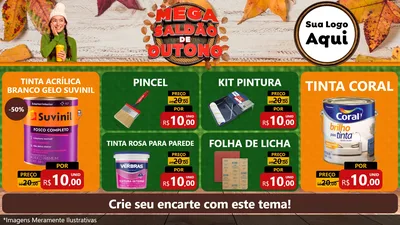 Modelo de TV para TV Horizontal com o tema Mega Saldão de Outono para Tintas e Ferramentas