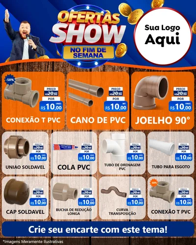 Modelo de Rede Social para Feed Instagram com o tema Ofertas Show No Fim De Semana para Tubos e conexões
