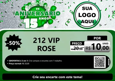 Modelo de Cartaz para Cartaz A4 Horizontal com o tema Promoção de Aniversário - 15 Anos para Perfumes