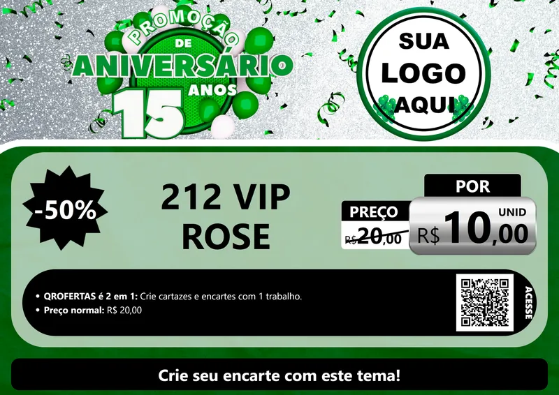 Modelo de Cartaz para Cartaz A4 Horizontal com o tema Promoção de Aniversário - 15 Anos para Perfumes