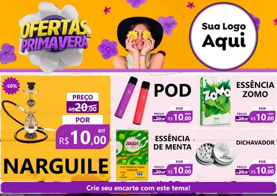 Modelo de Encarte para Encarte A4 Horizontal com o tema Ofertas Da Primavera para Tabacaria