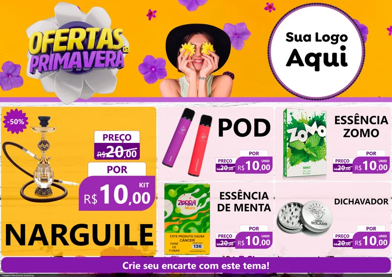 Modelo de Encarte para Encarte A4 Horizontal com o tema Ofertas Da Primavera para Tabacaria