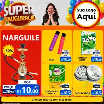 Modelo de Rede Social para Feed Facebook com o tema Super Inauguração para Tabacaria