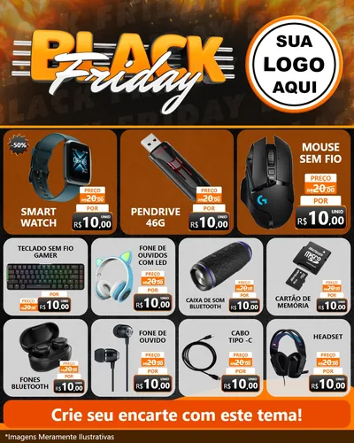 Modelo de Rede Social para Feed Instagram com o tema Black Friday para Informática