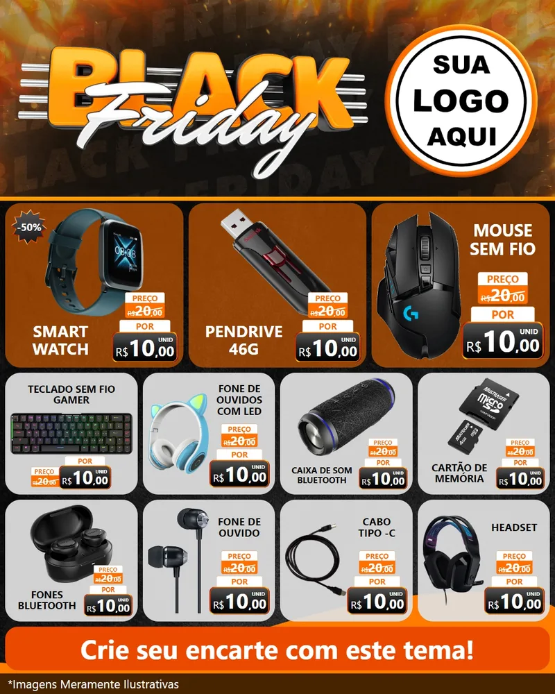 Modelo de Rede Social para Feed Instagram com o tema Black Friday para Informática