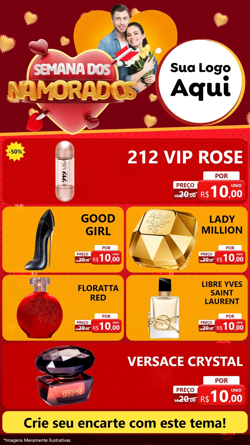Modelo de TV para TV Vertical com o tema Semana dos Namorados para Perfumes