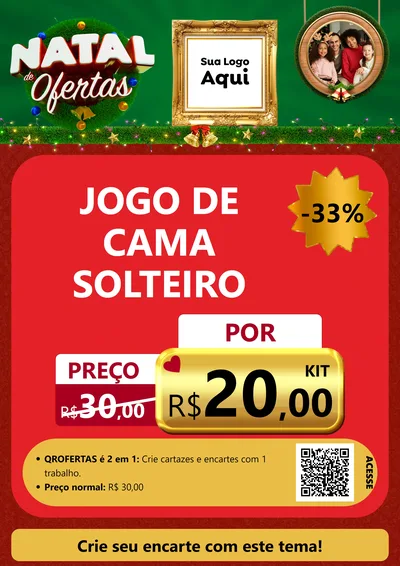 Modelo de Cartaz para Cartaz A4 Vertical com o tema Natal de Ofertas para Cama, Mesa e Banho