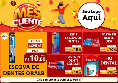 Modelo de Encarte para Encarte A4 Horizontal com o tema Mês do Cliente para Higiene Pessoal