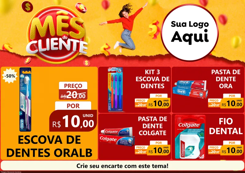 Modelo de Encarte para Encarte A4 Horizontal com o tema Mês do Cliente para Higiene Pessoal
