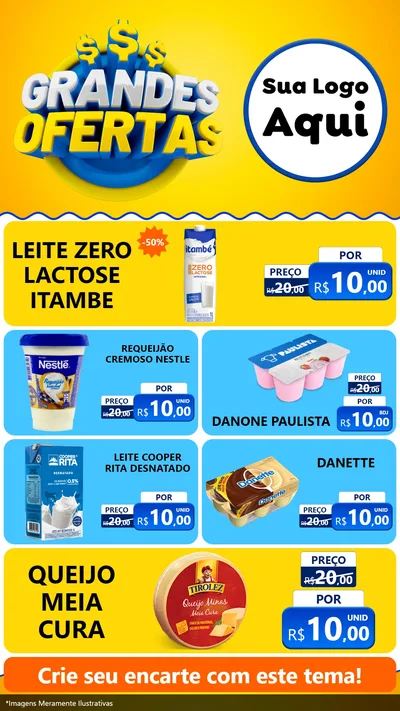 Modelo de TV para TV Vertical com o tema Grandes Ofertas para Frios e Laticínios